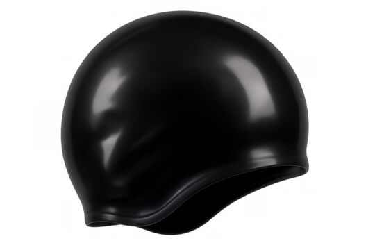 Black swim cap isolated on transparent background, ideal for athletes and recreational swimmers