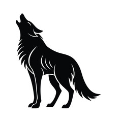 Silhouette a wolf howling against a animal canine