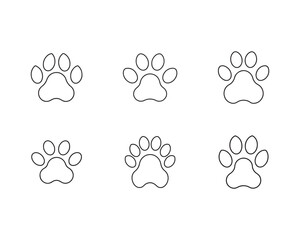 Paw Print Icons Seamless Pattern Pet Footprints on White Background Cute Animal Track Illustrations Veterinary and Wildlife Concepts Design