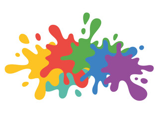 Colorful Paint Splashes Background Perfect for Art Projects Creative Designs and Educational Resources Featuring Red Yellow Green Blue and Purple Hues