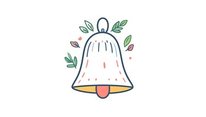 Simple bell illustration with decorative foliage