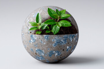 Plants in Spherical Ceramic Pot