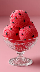 Red Ice Cream in Glass Bowl