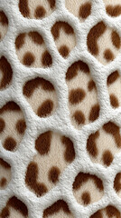 Textured Fabric with Animal Print and White Overlay