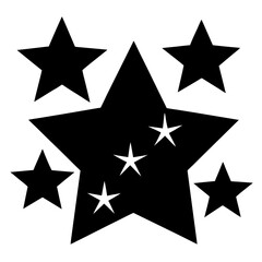 Stars cluster on white background showcasing smaller stars within a large star