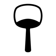 Simple black and white drawing of a handheld fan design element