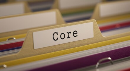 Organized documentation displaying a core tab in a filing cabinet system