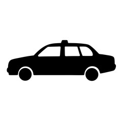 Simple black taxi silhouette with light on top for transportation purposes
