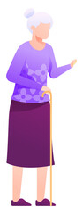Obraz premium elderly woman with a cane illustration