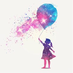 Obraz premium Girl with galaxy balloon
