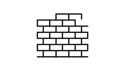 Simple black line drawing of a brick wall