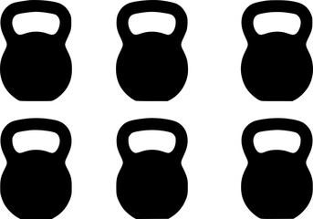 Fototapeta premium Six kettlebell silhouettes arranged in a twobythree matrix formation