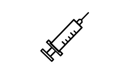 Simple black line drawing of a syringe