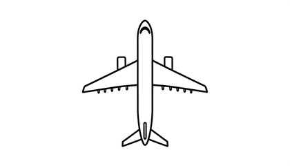 Simple black line drawing of an airplane (1)