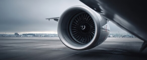 The impressive aircraft engine showcasing modern aviation technology on the runway.