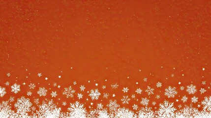 Orange background with a horizontal row of white snowflakes.
