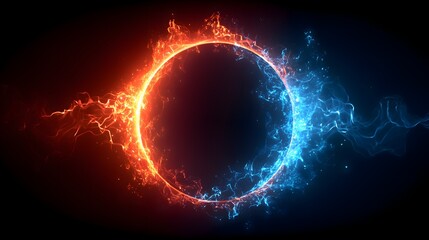 Obraz premium Powerful Energy Portal with Blue and Red Lightning – Generative AI