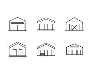 Set of Farm Building Vector Icons in Minimalist Line Style Modern Farm Structures Agricultural Storage and Livestock Housing Solutions