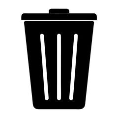 Black and White Minimalist Illustration of a Covered Waste Basket or Trash Can