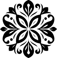 Abstract Four-Petal Geometric Flower Icon in Black