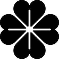 Abstract Four-Petal Geometric Flower Icon in Black