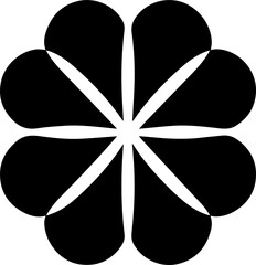 Abstract Four-Petal Geometric Flower Icon in Black