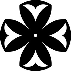 Abstract Four-Petal Geometric Flower Icon in Black