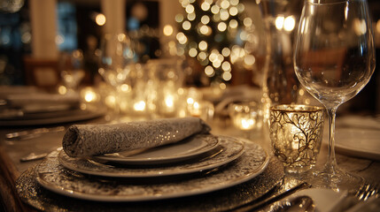 New Year’s Eve dinner table setup