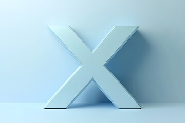 Isolated Capital Letter X on Light Blue Background Monochromatic Design