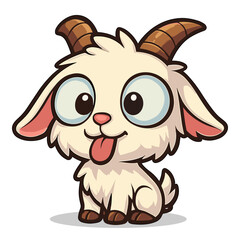 cute cartoon goat sits illustrations mascot