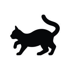 Black cat silhouette in motion