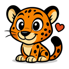 cartoon leopard sits smiling illustrations mascot