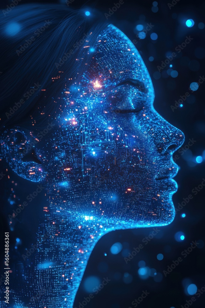 Canvas Prints abstract representation of digital human profile with futuristic design and technology