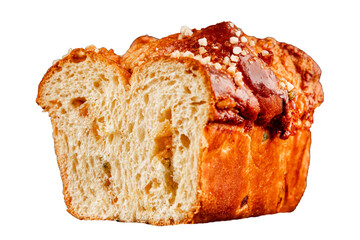 Brioche sweet baked dessert fluffy baked goods fresh delicious gourmet food background on the table rustic food top view copy space