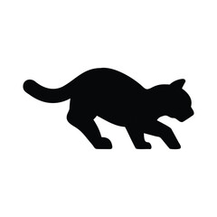 Black silhouette of a cat in a crouching pose