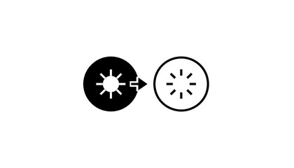 Two circular loading icons, one filled, one outline, connected by an arrow