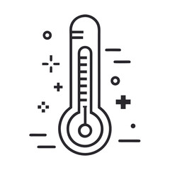 Minimalist Line Art Icon of Thermometer – Modern Medical Outline in Flat Vector Style