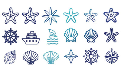 Tropical Beach & Summer Vacation Illustrations: Palm Trees, Sun, and Holiday Icons