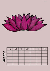 Vertical Perpetual Calendar with Illustration  A4 size Undated Monthly Layout