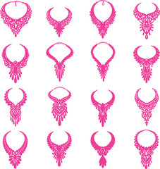 Diverse collection of elegant necklace designs, featuring vibrant gemstones and intricate patterns, perfect for fashion, jewelry, and creative design projects.