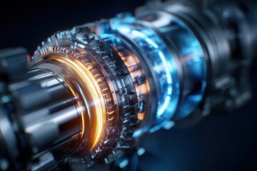 Futuristic Engine Detail with Glowing Elements.