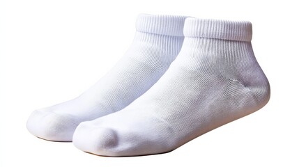Pair of Neatly Folded White Cotton Socks with Subtle Textured Pattern for Casual Wear