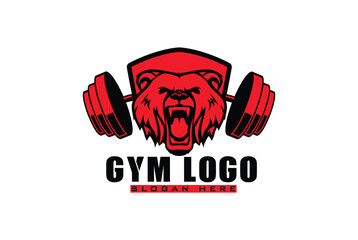 Bear fitness models illustration, power strength logo for fitness club, gym sports fitness club, fighting club