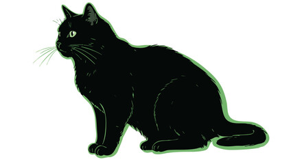 Obraz premium A black cat sits poised, ready for action.