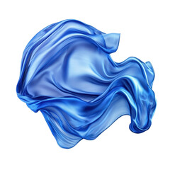 Elegant blue silk fabric flowing gracefully in soft waves captures light beautifully