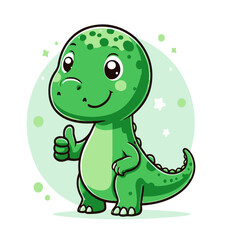 Obraz premium Baby green dino, vector illustration. AI