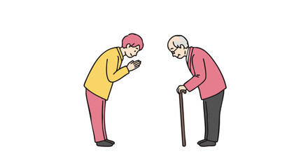 A young man assists an elderly person, highlighting care and support.