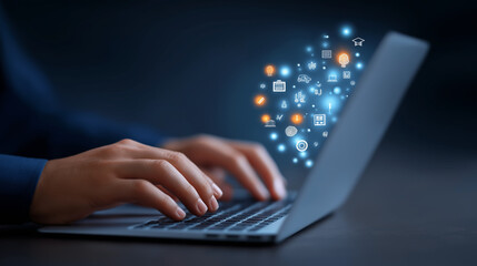 Obraz premium Online Education and Digital Learning with Interactive Tools