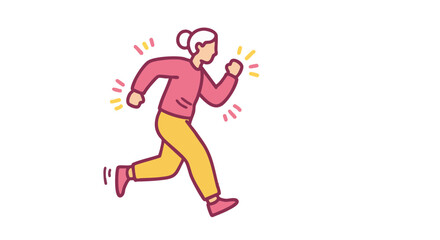 Fototapeta premium An illustration of a woman in a running pose, embodying a sense of active energy.
