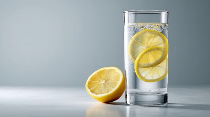 Glass of Water with Lemon and Lemon Half